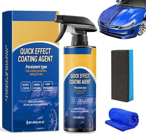 Advanced Quick Ceramic Coating Spray, 120ml Quick Effect Coating Agent, Car Scratch Wax Polish Spray Waterless Wash,Oil Film Emulsion Glass Cleaner with Towel KIT (A)