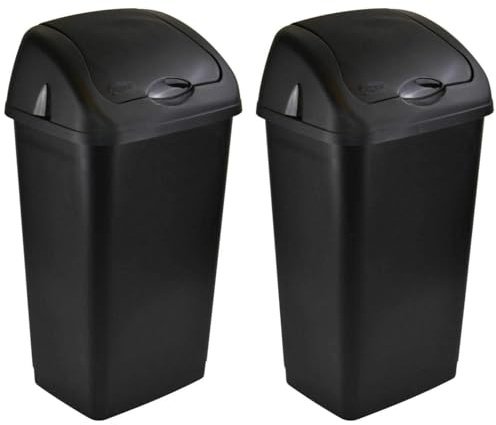 Easy Shopping® 60 Litres Heavy Duty Premium Plastic BLACK Swing Bin for Home and Kitchen Rubbish Waste (2)