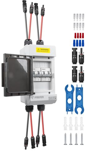 PJERJZN Solar PV Trennschalter 60A 1000V DC Miniatur Leistungsschalter mit 4mm² Solarstecker Kabel Wasserdichtem Gehäuse für Solaranlagen Haushalte Batteriespeicher (1000V 60A)
