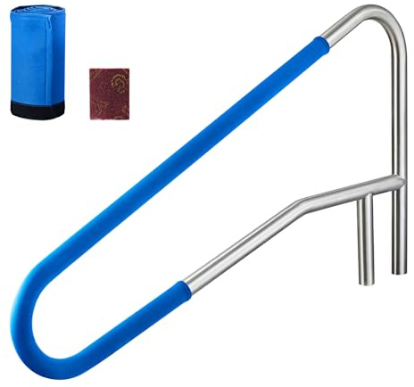 VEVOR Rampe Piscine 137x81 cm Main Courante Piscine Acier Inox 304 Charge 100 kg Barre de Sécurité pour Bords de Piscines, Parcs Aquatiques, Centres Spa, avec Housse Antidérapante, Montage Encastré