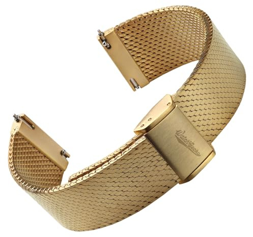 WatchGecko Calibre 1960 Mesh-Uhrenarmband, Gold, 18mm