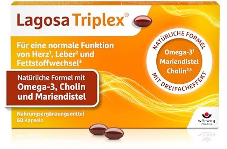 Lagosa Triplex® mit Omega-3, Cholin & Mariendistel, 60 Kapseln | Innovative 3-in-1-Formel für Herz, Leber & Fettstoffwechsel*, 1 x täglich, hohe Bioverfügbarkeit,** geschmacksneutral