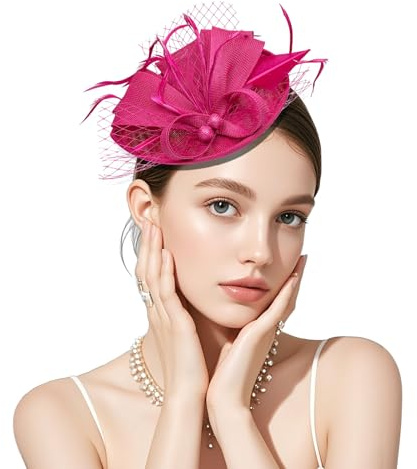 Clorallinvey Fascinators for Women, Fascinator Hat with Headband Clip Elegant Fascinators for Wedding Cocktail Hair Accessory Party Gifts
