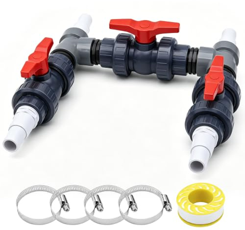 HZOUHONG Bypass Pool Set 50 mm Wärmepumpe Pool Anschluss Set mit 32/38mm | ABS Schlauchtüllen, Poolheizung Wärmepumpe Solar Heizung Pool Bypass, 3-Wege-Ventil Präzisen Steuerung der Wasserzufuhr