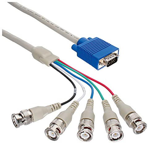 Intos VGA BNC câble d'écran HD15 mâle 5 x BNC mâle blindé 2.0 m ferrite