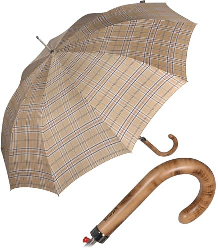 Stockschirm Long AC (108 cm, hellbraun kariert)