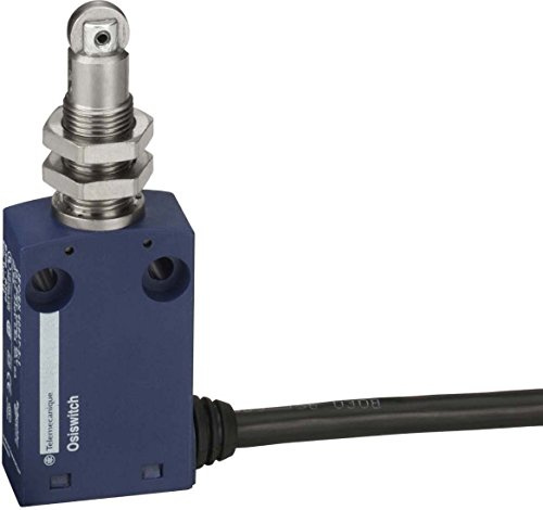 Telemecanique Sensors XCMN21F2L1 Limit Switch with M12 Steel Roller Plunger, Plastic, Series XCMN, Linear Head, 1 NC + 1 NO Snap Action Contacts, 1 m Cable