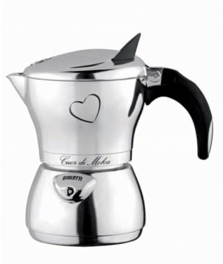 Bialetti 822-212269 Cuor di Moka Caffettiera per 3 tazze in alluminio lucidato