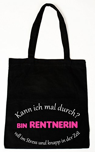 handmade-in-nb Baumwollbeutel Tasche Bag - Kann ich mal durch bin Rentnerin ... witziger Spruch (lange Henkel)