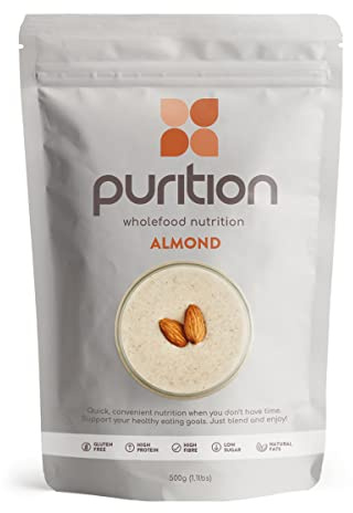 Purition Almond Large Bag | Premium High Protein Powder for Keto Shakes and Smoothies with Only Natural Ingredients for Weight Loss | 1 x 12 Meal Bag