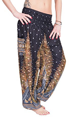 Mienloco Damen und Herren Haremshose Aladinhose Pumphose (bis 1,70m, Schwarz)