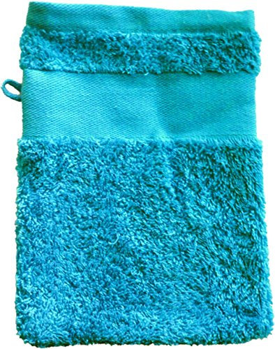 Druckreich Waschhandschuh mit Ihrem Wunschtext oder Namen 21 x 16 cm/Fb. Azur