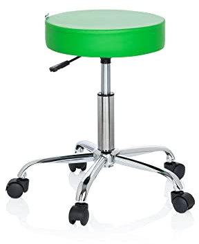 hjh OFFICE 729411 Bürohocker Operator II Kunstleder Grün Hocker höhenverstellbar mit Rollen