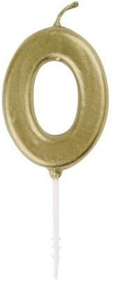Mini Metallic Gold Number 0 Pick Birthday Candle (3cm x 11cm) - Elegant and Dazzling Party Decoration - Perfect for Birthday/Anniversary Events - 1 Pc