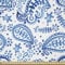 ABAKUHAUS Paisley Stoff als Meterware, Ikat Stil Aquarell, Seidiger Satin Stoff für Polster Heimtextilien, 1M (148x100cm), Blau Weiss