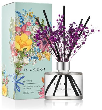 Cocod'or COCODOR Diffusore a Bastoncini con Vero Fiore Conservato/Lavanda (Garden Lavender) / 200ml / Diffusore per Ambiente, Profumatore Casa, Fragranza Ambiente, Regalo Donna