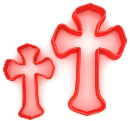 Custom Cutters Cross Shaped Cookie Cutter | Plastic Cutter for Baking, Fondant, Clay, Pastry, Icing, Jewellery (5CM + 8CM)