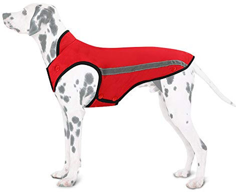 SlowTon Hundejacke Wasserdicht, Hunde Mantel, Verstellbarer Nacken und Brustgröße Haustierweste mit reflektierenden Streifen Wasserdichter Hundepullover Schneeanzug Warm Halten (XXL, Rot)