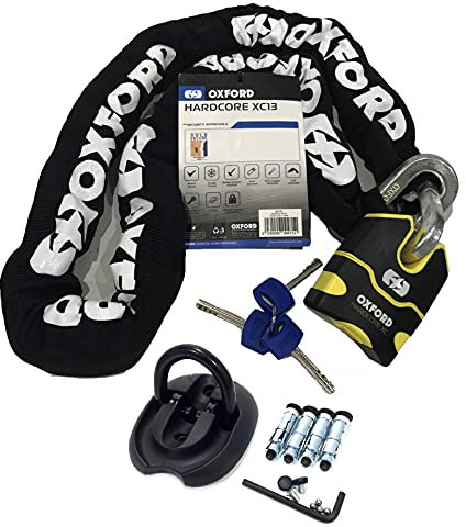 Motorbike Oxford Hardcore XC13 Chain Lock 2.0M Sold Secure with Motorcycle Scooter Heavy Duty Anti-Theft Safety Triton Flip Ground Anchor