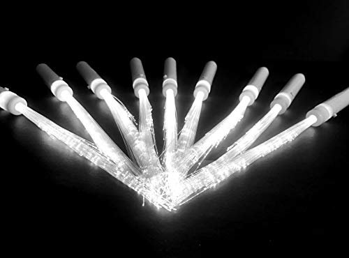 Partyknicklichter - 10 LED Leuchtwedel weiß - Leuchtstab mit weißem Stand- und Blinklicht für Hochzeit, Partys und alle Events