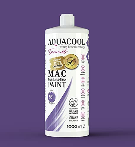 Happy Woody AquaCool Peinture acrylique mat à séchage rapide pour une utilisation intérieure et extérieure sur meubles, bois, plastique, verre, céramique, pierre (1000 ml, violet 561)