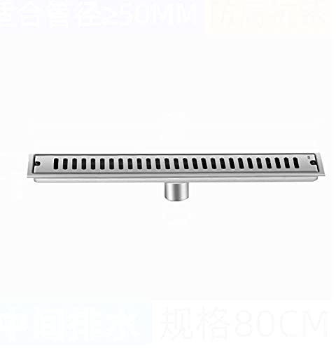 Edelstahl Duschrinne Bodenablauf 20-100cm kann auswählen Duschablauf Klassisches Geruchsverschluß Badablauf extra flach Ablaufdeckel für Badezimmer, WC, Garten, Outdoor (80cm)