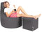 PATCH HOME Patchhome Gamer Kissen Lounge Kissen Sitzsack Sessel Sitzkissen Bean Bag + Würfel/Hocker mit Reißverschluss bereits befüllt (Anthrazit, XXL - Ø80cm Sessel + 35x35cm Würfel)