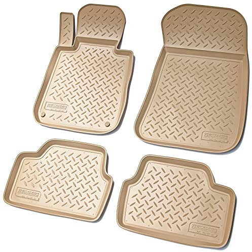 Recambo 3D Gummi Fußmatten kompatibel für BMW 1er | Typ E81 E82 E87 E88 | Auto Gummimatten | Passgenau | mit Rand | beige