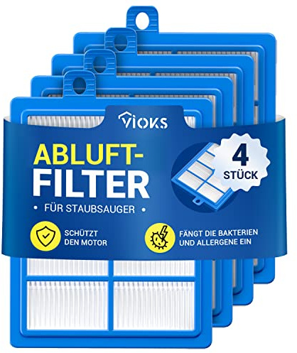VIOKS 4x Hepa Filter Staubsauger Ersatz für AEG 900167768/2 HEPA13 AFS1W | ersetzt EFH12, für Philips FC8038/01 FC9150 AEG LX7 VX6 VX7