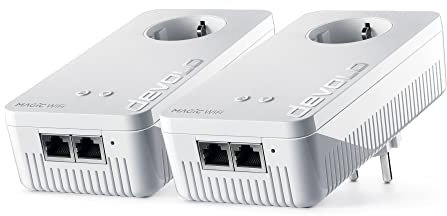 devolo 8956 Mesh WiFi Adapter, Magic 2 WiFi 6 Mesh Starter Kit -bis zu 2.400 Mbit/s, Powerline Mesh WLAN Steckdose, 2X Gigabit LAN, WiFi 6 Access Point, weiß