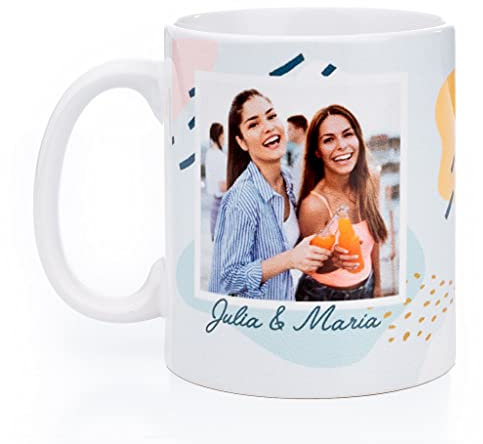 Wanapix | Taza Personalizada con Foto y Texto | Capacidad 325 ml | Taza de Cerámica modelo Colorful Abstract shape background | Apta para Lavavajillas | Añade tu Propia Foto Y Nombre al Diseño