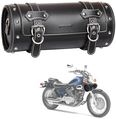 QJBOMTO Motorrad PVC Leder Werkzeugtasche-Universal Gabeltasche, Lenkertasche Motorrad Rolltasche Satteltaschen Lenkertasche Sissy Bar Aufbewahrung Werkzeugtasche mit 2 Gurten