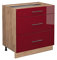 Vicco Küchenunterschrank Fame-Line, Bordeaux Hochglanz/Goldkraft Eiche, 80 cm mit 3 Schubladen, ohne Arbeitsplatte