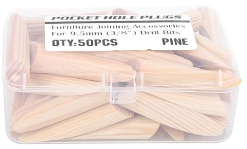 50 Stück Holz-Taschenlochstopfen Kiefernholzschrauben-Dübel-Kit Schrägbohrwerkzeuge Holzbearbeitungsbohrer-Locator-Zubehör