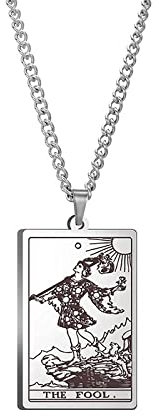Tarot-Karten-Halskette Vintage-Rechteck-Tarot-Karten-Anhänger Schlüsselbeinkette Für Männer Und Frauen Astrologie Weissagung Magisches Amulett Hip-Hop-Halskette Modeschmuck Anhänger Mädchen Ges