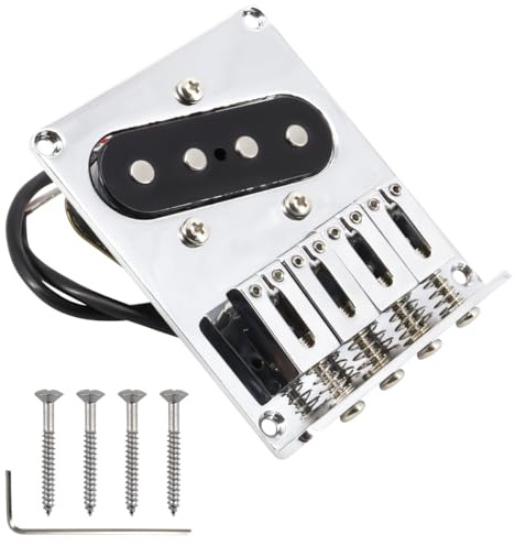 Domofa Chevalet de guitare à 4 cordes avec micro pour guitare électrique Telecaster, guitares Cigar Box et autres pièces de rechange