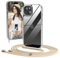 Nupcknn Transparent Handykette für iPhone 15 Hülle mit Band,Dünn Handyhülle (Abnehmbar Einstellbar) Necklace mit Kordel zum Umhängen Kameraschutz HandyKette Stossfest Schutzhülle(1.6M,Gold)