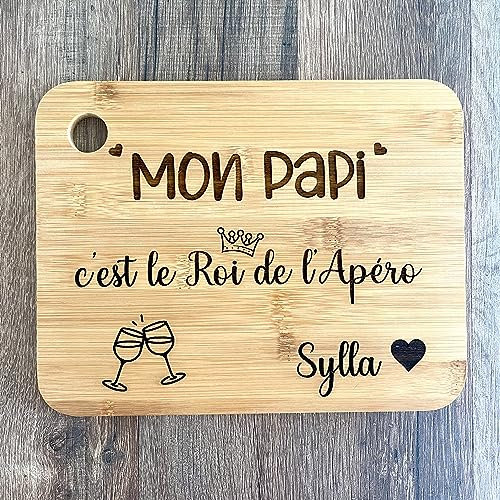 Planche apéro en bambou personnalisée, fêtes des grand pères des papis, cadeau de noël personnalisé pour papi