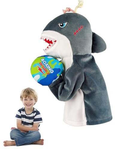 Box handpuppen, Tier Handpuppen, Boxing Handpuppe Hai mit Soundeffekten, Realistischer Handpuppen für Kinder, Handpuppen-Plüschspielzeug für Rollenspiele und Geschichtenerzählen