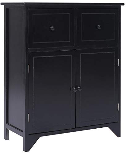BaraSh Beistellschrank Schwarz 60 × 30 × 75 cm SchräNkchen Flur Schrank Wohnzimmer Schrank Sideboard Wohnzimmer Paulownia Holz