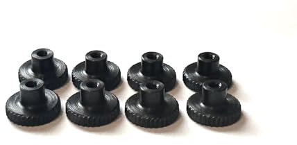 PrecisionGeek Knurled Wheel Lock Nuts M3 x 7mm, 12mm Diameter, Oxidized Steel, Flat Type, DIN 466 Shoulder, Set of 8, for Electronics & Mechanical Projects
