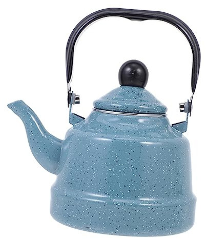 Cabilock Caldera de esmalte hervidor de agua para gas con silbato esmalte sobre hervidor de acero Café turco cafetera tetera decorativa olla de agua hirviendo Acero inoxidable
