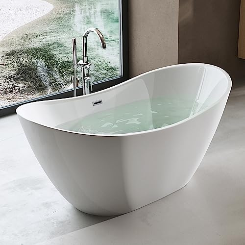 doporro Baignoire îlot Ovale pour Salle de Bain avec trop plein 180cm Blanc Vicenza502 Acrylique 180x80x60cm