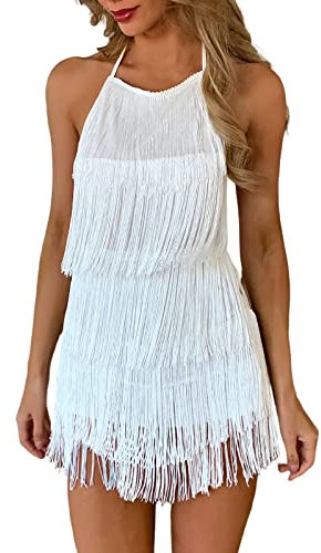 Robe Gatsby Femme Annee 20 Robe De Cocktail Casual Habillée Robe Pin Up 20s Costume pour Soirée Bal Robe À Franges À Sequins Robe Gatsby Bleu Femme Annee 20 pour Déguisement Soirée Danse Latine