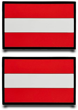 2 Stück PVC Österreich Lustige Patch Abnehmbare Aufnäher mit Nylon 3D Taktische Flagge Patch Applikation für Baseballkappe Taschen Jacke Rucksäcke Draussen Weste Kleidung