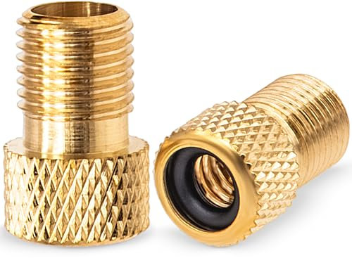 MEAJOO 2 adattatori in ottone per valvola Presta, converte adattatori Presta in Schrader, gonfia i pneumatici utilizzando una pompa standard o un compressore d'aria per biciclette, moto e auto (stile