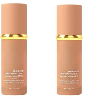 2 Stück B-iomimic Foundation 4 in 1, Farbverändernde Foundation, Hydratisierender Concealer, Sonnenschutzfaktor 50+, Langlebige und wasserfeste Foundation für Fitnessstudio Sport