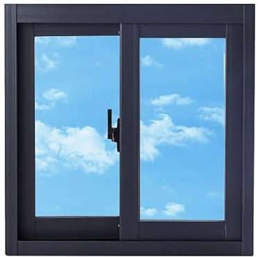 PFCDZDU Ventana Repuesto, Ventana Corrediza Horizontal con Ventilación, Aislamiento Acústico Panel Ventana Vidrio Templado Transparente para Cocina Baño Cafeterías(Black,60x50CM)