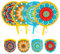ALNKDH 4 Pcs Mandala Pattern Hand Fan,Chinese Japanese Style Foldable Fan,Multi-Role Round Handheld Fans, Beautiful Patterns For Wedding Party Home Decor Personal Decoration (4Pcs Mandala)