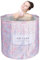 Sinbide Baignoire Pliable Adulte, Baignoire portable,Pliante SPA Baignoire pour Petite Salle de Bain, baignoire de trempage pliable,65x65x70cm (blanc+ rose)